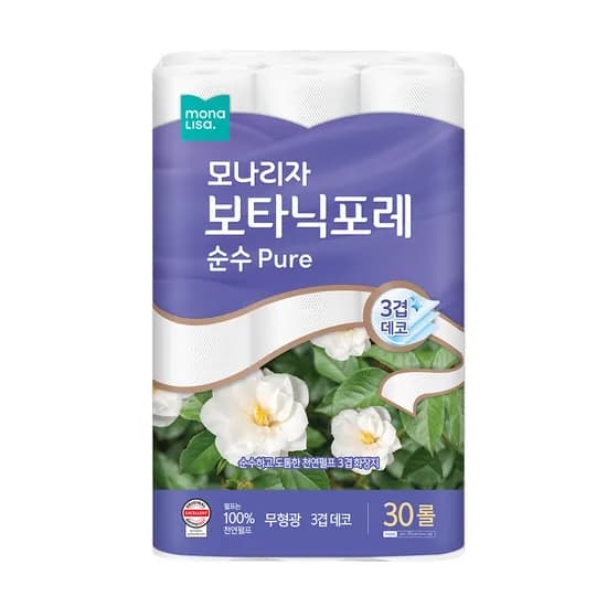 모나리자 보타닉포레 순수 27M 30롤 천연펄프 화장지 (11,900원/무배)