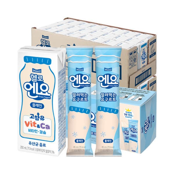 헬로엔요 플레인 200ml 48팩+얼려먹는 엔요 6개 유클 (18,510원/무료)
