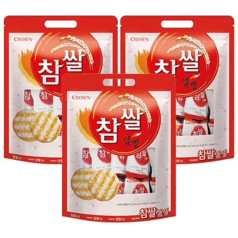 크라운 참쌀설병, 270g, 3개 (8640원/무료)1