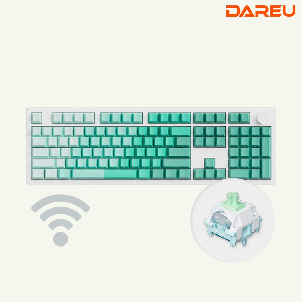 다얼유 EK106PRO 유 무선 기계식 키보드 풀배열 민트 클라우드축
