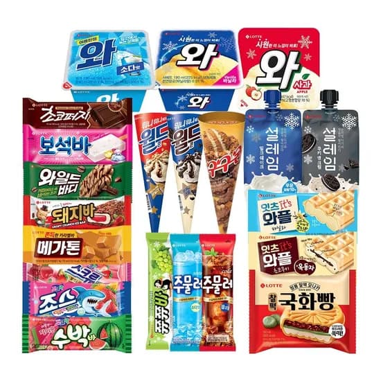 롯데웰푸드 콘 파우치 쭈쭈바 샌드 바 아이스크림 혼합구성