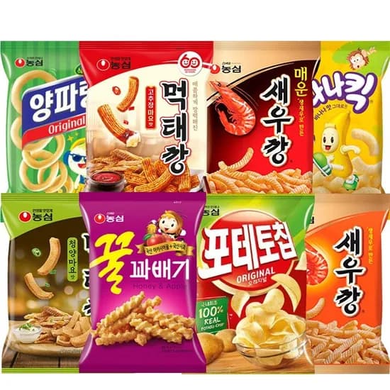 농심 포테토칩 꿀꽈배기 양파링 먹태깡 매운새우깡 16봉