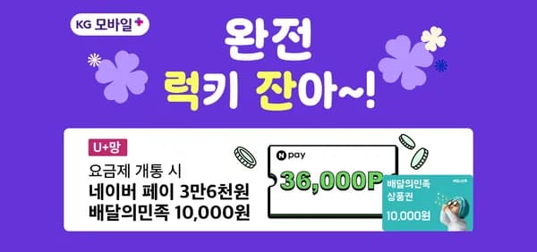 알뜰폰 요금제 모음 1년 36,000원 N페이 제공 2