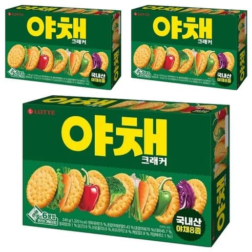 롯데웰푸드 야채 크래커 249g 3개