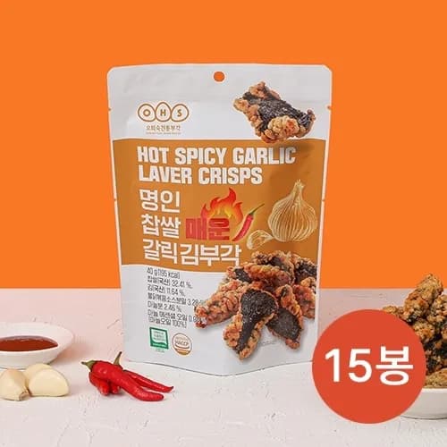 명인 찹쌀 매운 갈릭 김부각 40g x 15봉