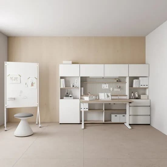 데스커 1400폭 6단 멀티책상세트 조명 도어형