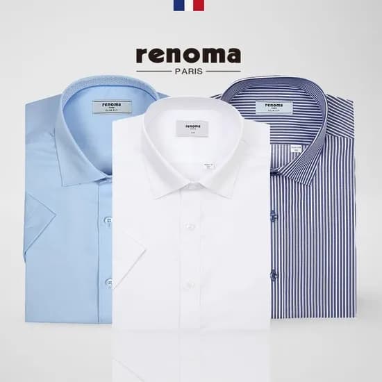 레노마 반팔 셔츠 스판 링클프리 남성 정장 와이셔츠 2장