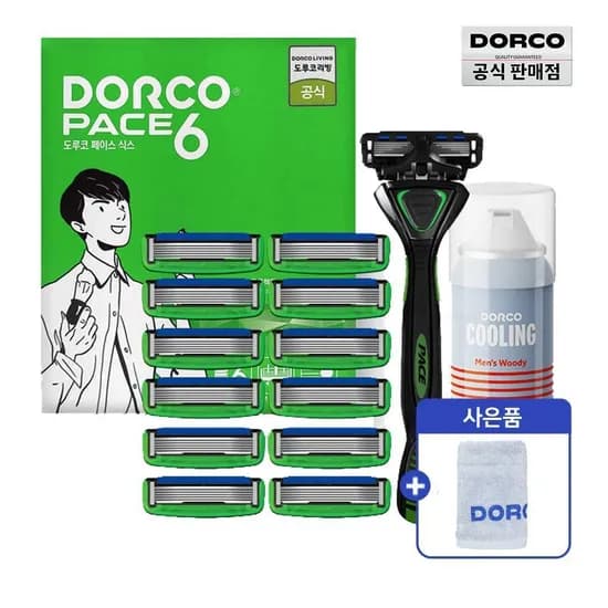 도루코 페이스6 면도기 면도날 쉐이빙폼 13개입 수건 증정