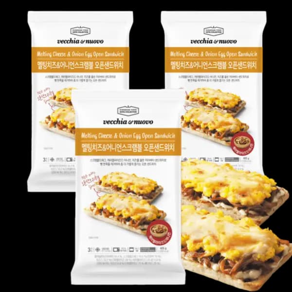 베키아에누보 멜팅치즈 & 어니언 스크램블 오픈샌드위치 405g x 3팩 (총 9개)