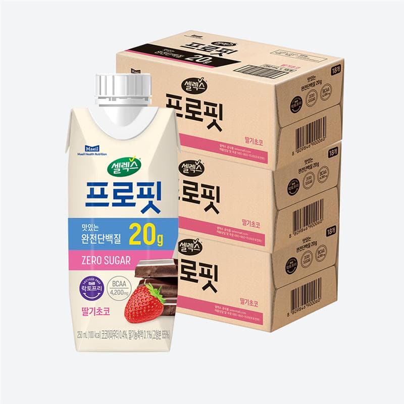 셀렉스 프로핏 완전단백질 음료 딸기초코맛 250ml 54팩