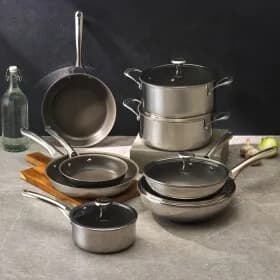 코렐 듀라나노 스테인레스 스틸 팬 20cm, 24cm, 28cm 3종 세트