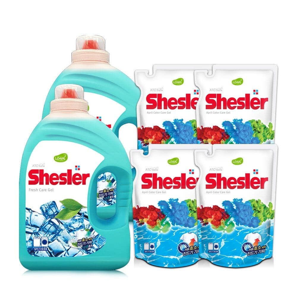 쉬슬러 액체 세탁세제 프레쉬 3.05L 2개 세제 리필 500ml 4개