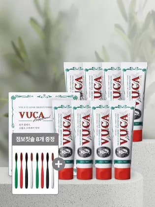 뷰카 고불소 구취케어 치약 아쿠아민트향 110g 8개 칫솔 8개