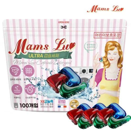 맘스럽 MamsLuv 울트라 퍼퓸 캡슐 세탁세제 16gX100개입(7,630원/무료)