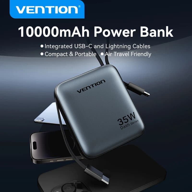 Vention 10000mAh 휴대용 보조배터리 PD 35W($9.37/무료)5