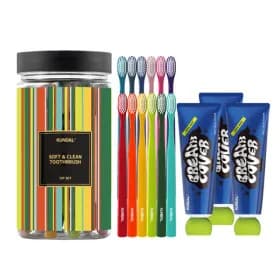 쿤달 소프트 항균 이중미세모 칫솔 12개 세트 치약 구취충치 케어 3개