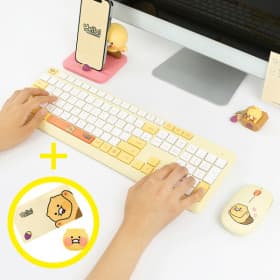카카오프렌즈 춘식이 저소음 무선 키보드 마우스 풀셋 장패드 손목패드 증정