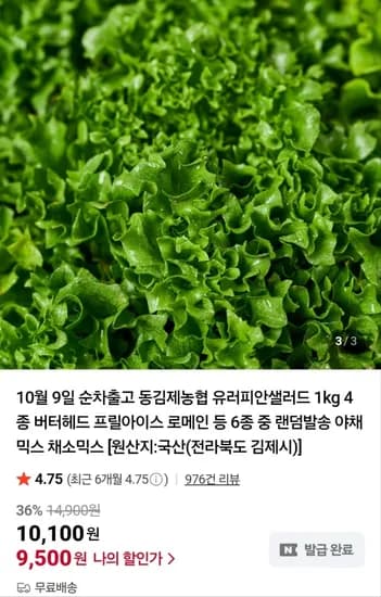 동김제농협 유러피안샐러드 1kg 4종