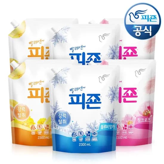 피죤 강력탈취 섬유유연제 리필 5종 2300mL 6개