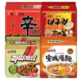 신라면 10입 + 안성탕면 5입 + 너구리 5입 + 짜파게티 5입 (총25봉) (16,900원/무배)