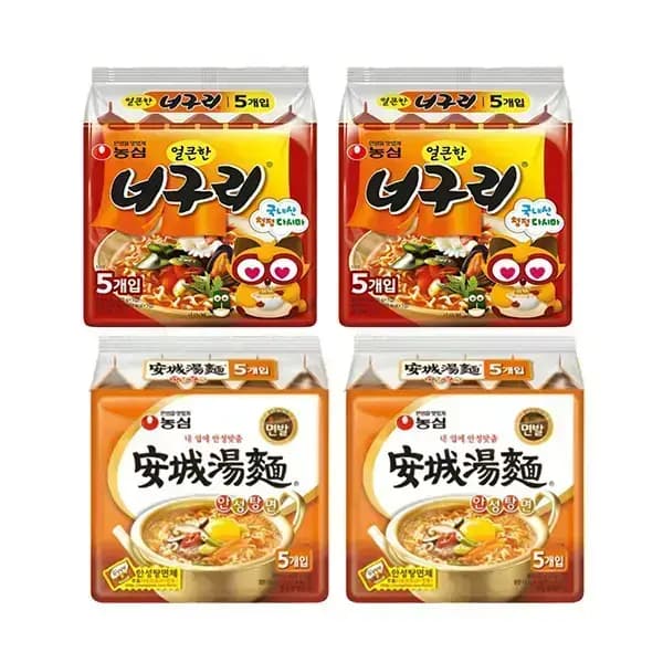 농심 얼큰한너구리 5입 안성탕면 5입 2봉 총20입