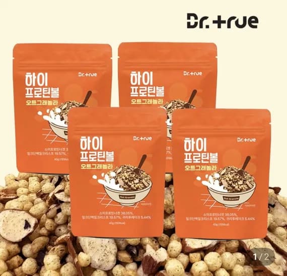 닥터트루 하이 프로틴 볼 저당 그레놀라 시리얼 40g x 4개