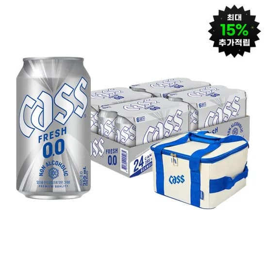 카스제로 논알콜 맥주맛 음료 355ml 24캔 쿨러백 1개
