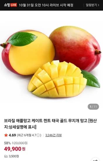 애플망고 케이트 4kg 8~9과 특대과