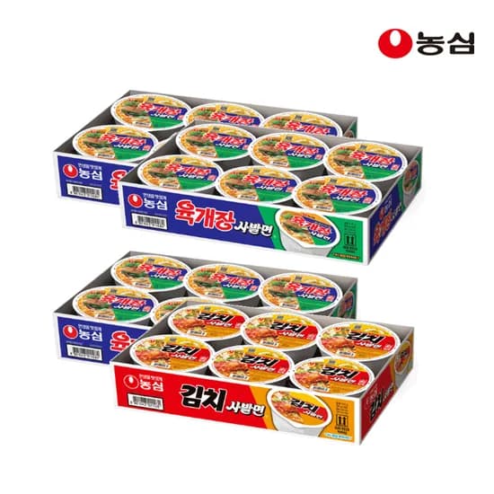 농심 육사김사세트2 육개장사발면 18입 김치사발면 6입