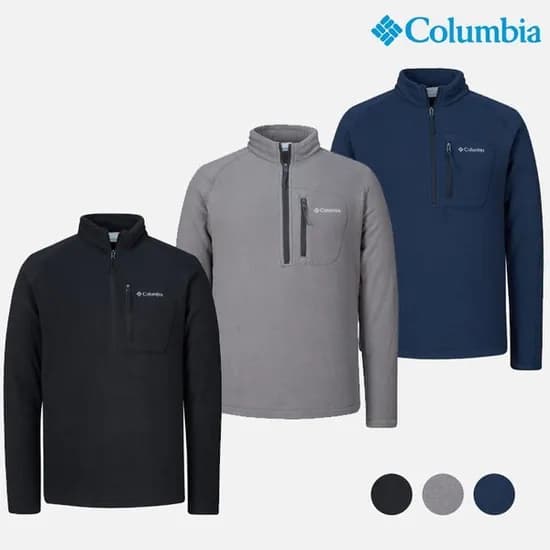컬럼비아 남성 기본 솔리드 하프 집업 플리스 티셔츠 XO6410