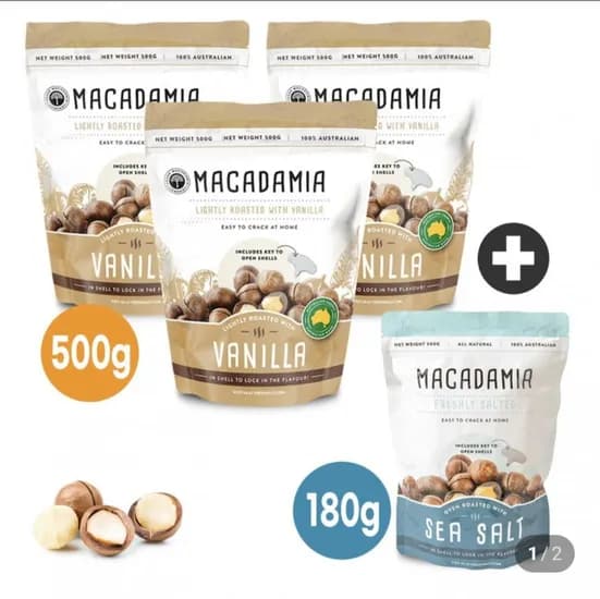통 마카다미아 프레시맥 바닐라 500g 3봉 씨솔트 80g 1봉