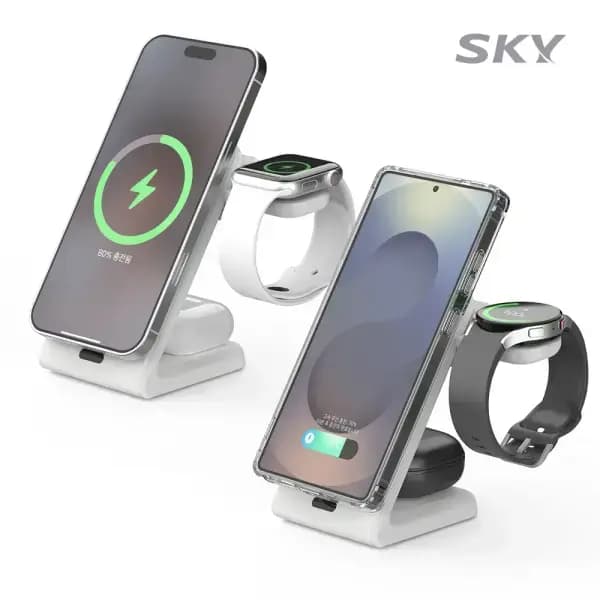 스카이 필 3in1 Qi2 맥세이프 고속 무선 충전기 W60Q