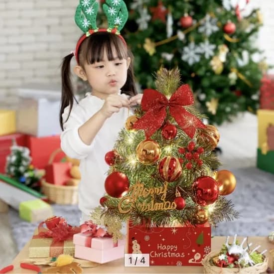 크리스마스 미니트리 전구 오너먼트 받침대 풀세트