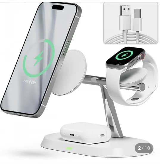 아이폰 3in 맥세이프 무선 고속 충전기 거치대 케이블