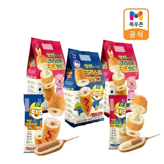 목우촌 뽀로로 크리스피 핫도그 치즈 핫도그 총 3봉 (봉당 4~5개입)