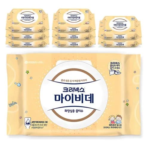 마이비데 키즈 화장실용 물티슈 캡형 100g 40매 9개
