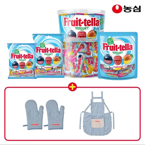 농심 후르트텔라 앞치마+오븐장갑 기획세트 후르트텔라 590g 1개 358g 1개 100g 5개 48g 6개