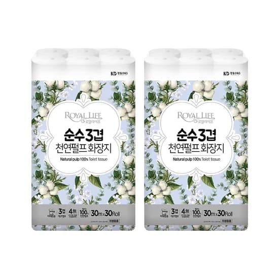 천연펄프 순수 3겹 화장지 30m 30롤