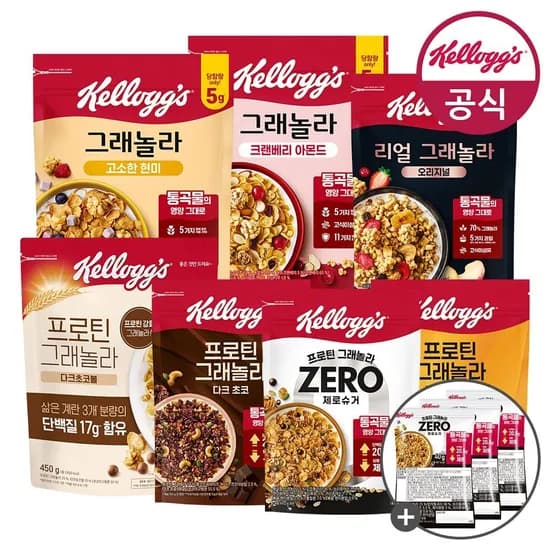 프로틴 그래놀라 제로슈거 350g x 2개, 리얼 그래놀라 400g, 제로슈거 120g