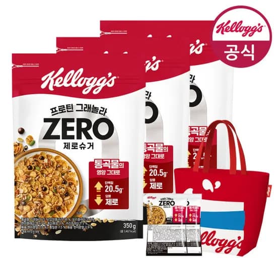 프로틴 그래놀라 제로슈거 350g x 3개 + 제로슈거 80g + 타포린백