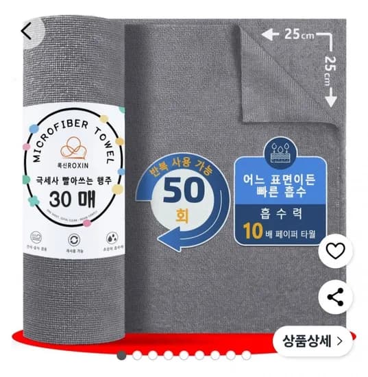 빨아쓰는 키친타올 25 x 25 cm 30매