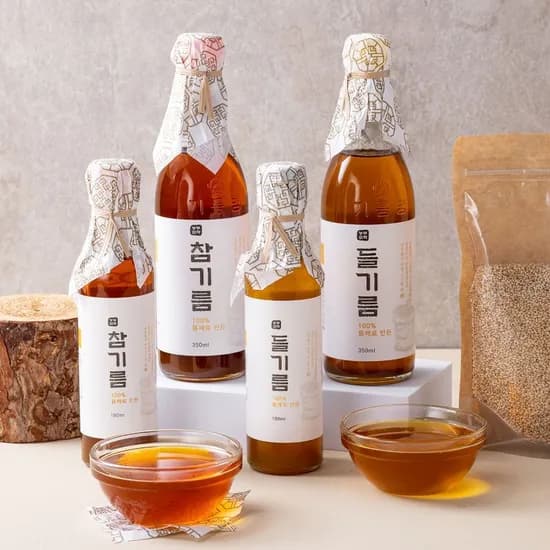 저온압착 참기름 들기름 350ml 2개