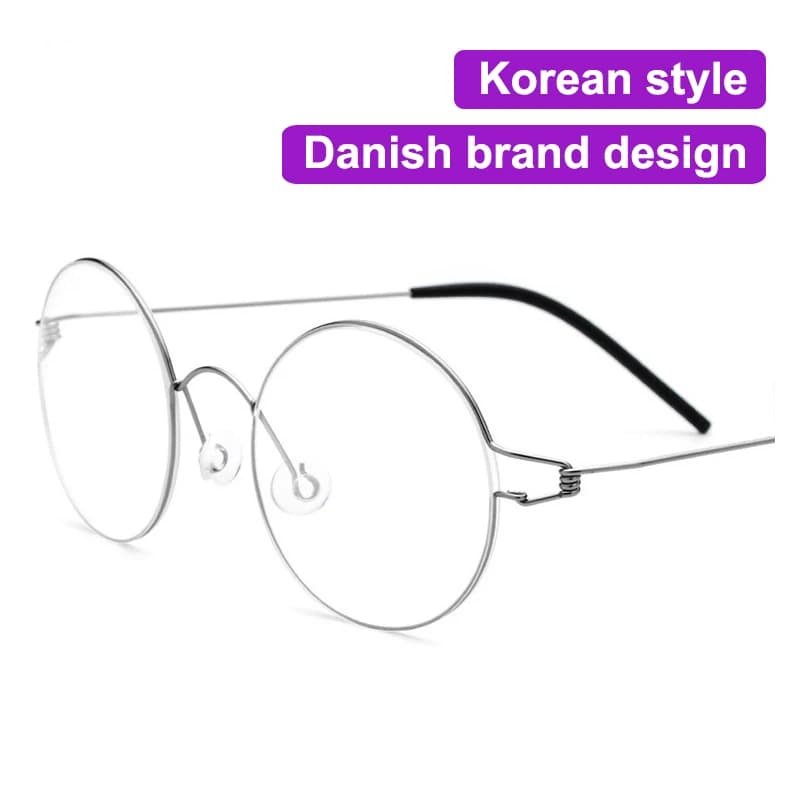 나사없는 티타늄 합금 라운드 안경테 2개
