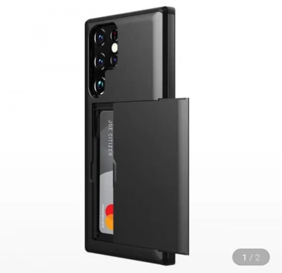 갤럭시 아이폰 슬라이드 카드수납 블랙 하드케이스 1+1