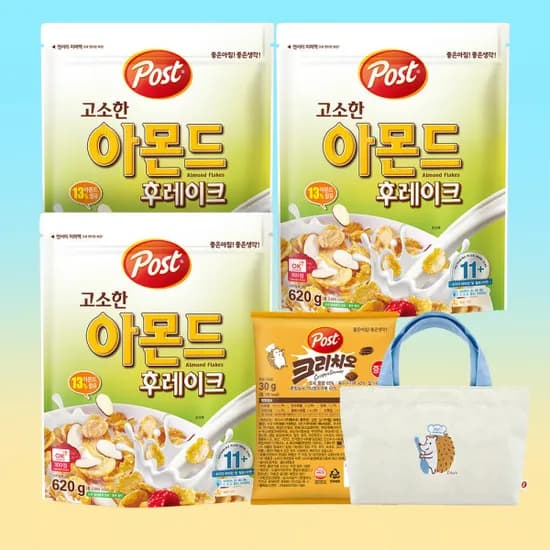 포스트 아몬드후레이크 620g 3개 치오 에코백 시리얼 30g