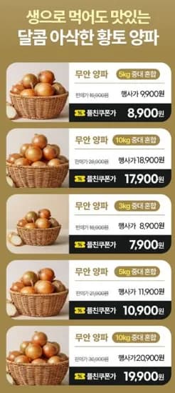 무안 햇양파 5kg 중대 혼합