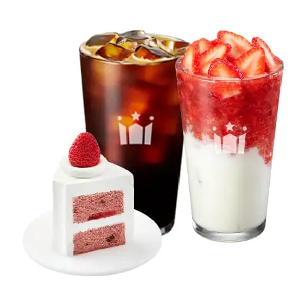 할리스 아메리카노 R 설향 딸기 라떼 G 딸기 쉬폰 케이크