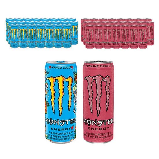 몬스터 에너지 망고로코 355ml 4개 몬스터 에너지 파이프라인펀치 355ml 24개