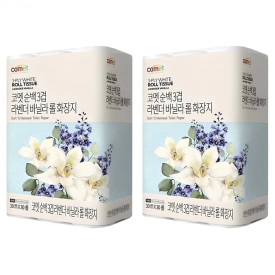 코멧 순백 3겹 라벤더 바닐라 롤화장지 30m 60개
