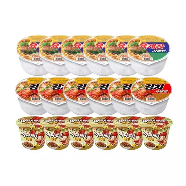 농심 육개장사발면 6개 김치사발면 6개 짜파게티범벅 6개